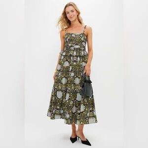 NWT Tuckernuck Hyacinth House Black Floral Peplum Myles Midi Dress in XS